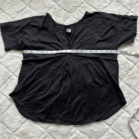 Madewell | Black Luster Cotton Splitneck Tee | Size Small - Picture 9 of 10